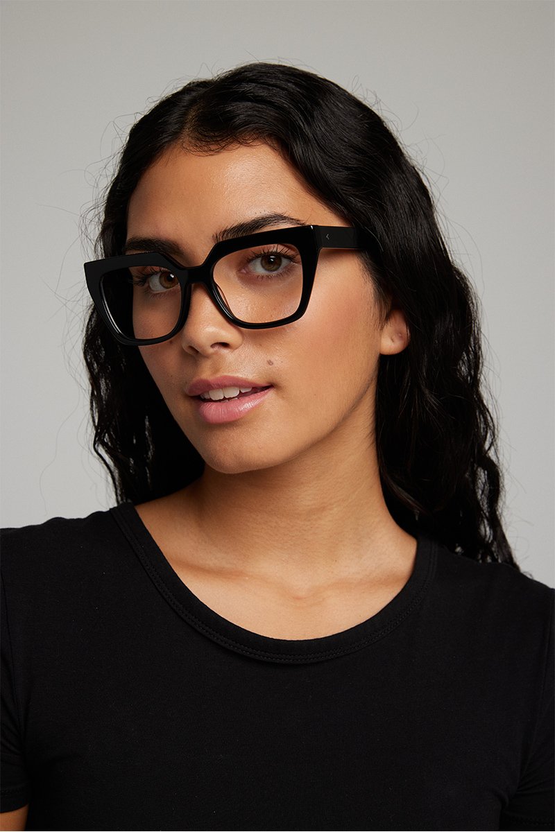 Transparent Light Grey KITS Jain Alpha Eyeglasses — Cat Eye