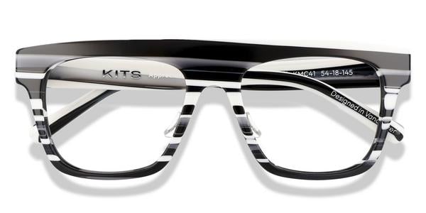 KITS Ronaldo Ltd Lift-off™ - Black and White Stripes, Acetate, Flat-Top frame