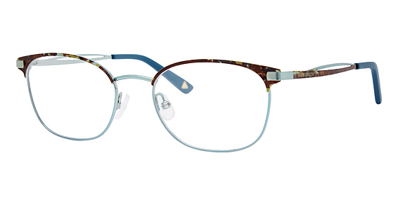 Liz Claiborne L 485 - Havana Teal, Stainless Steel, Oval frame