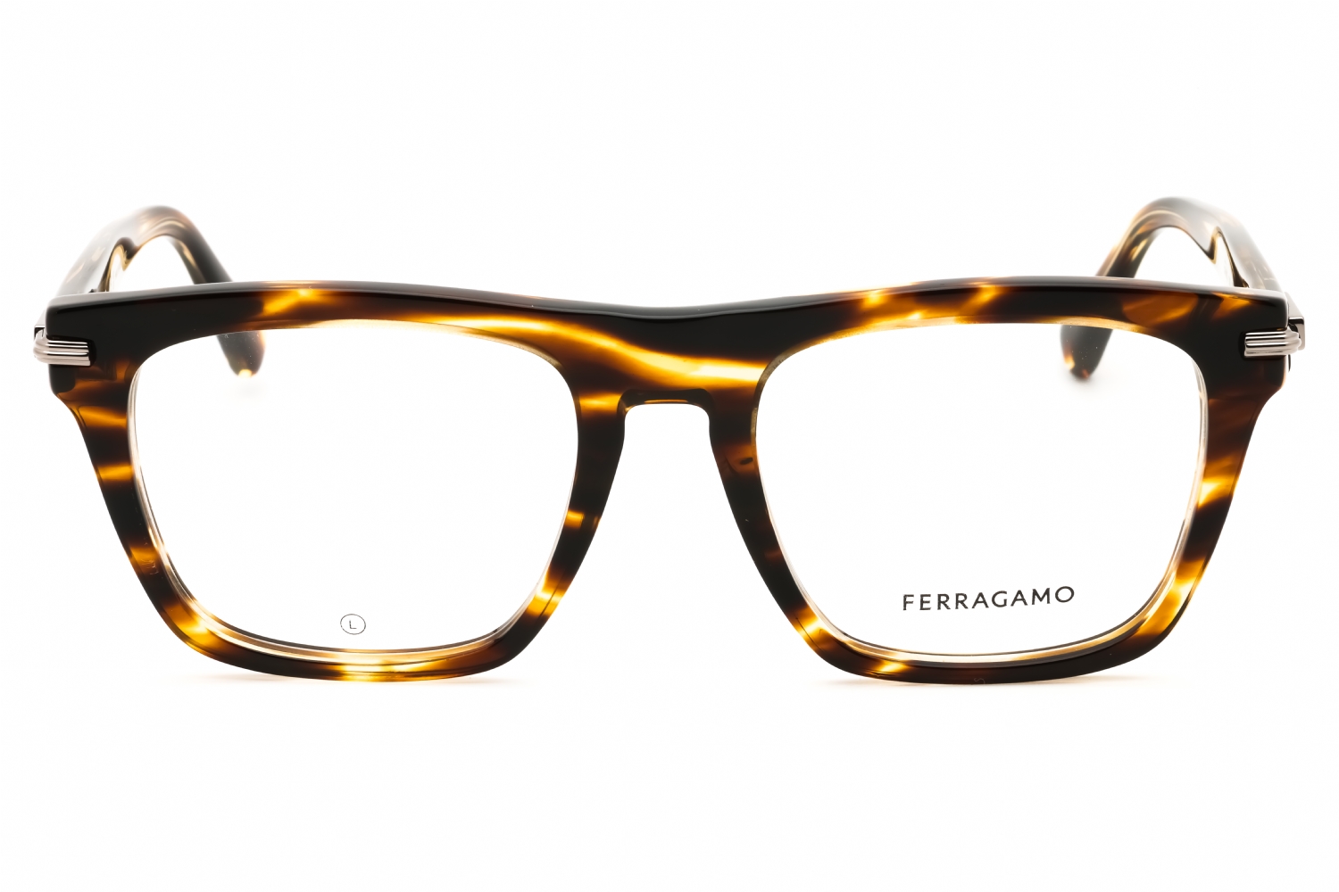 Salvatore Ferragamo SF3015 - Striped Brown, Acetate, Rectangle frame