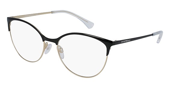 Emporio Armani EA1087 - Shiny Black & Pale Gold, Metal, Oval frame
