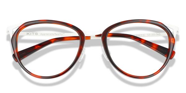 KITS Hayden - White/Red Tortoise, Mixed Materials, Cat Eye frame