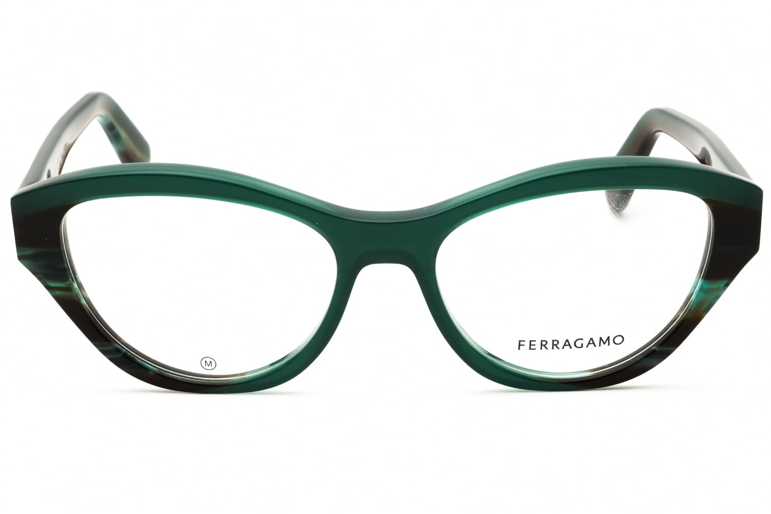 Salvatore Ferragamo SF3011 - Opaline Green/striped Green, Acetate, Cat Eye frame