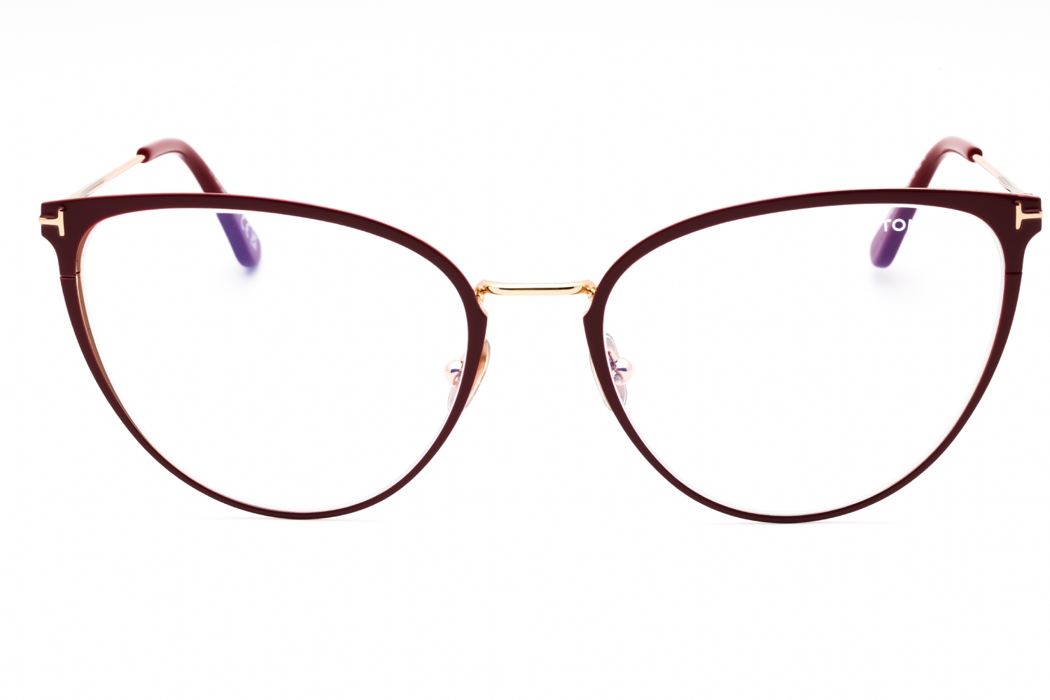 Tom Ford FT5840-B - Shiny Red/clear, Metal, Cat Eye frame