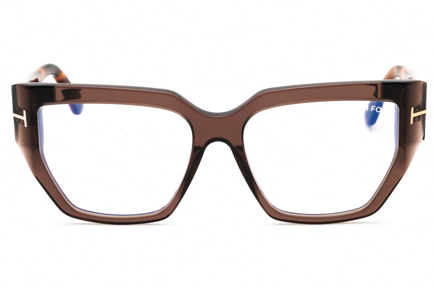 Tom Ford FT5951-B - Shiny Dark Brown/clear, Acetate, Cat Eye frame