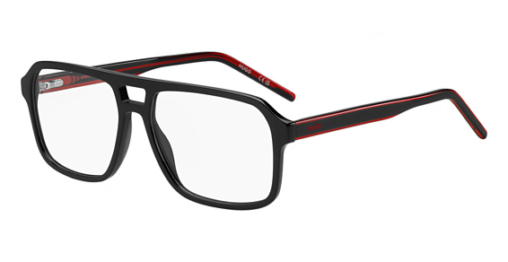 HUGO HG 1299 - Black Red, Acetate, Rectangle frame