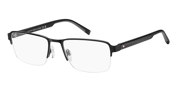 Tommy Hilfiger TH 2197 - Matte Black, Stainless Steel, Rectangle frame