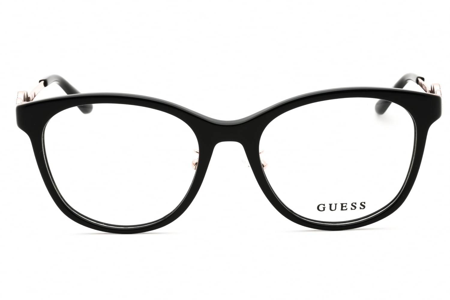 Guess GU50255-D - Shiny Black, Acetate, Round frame