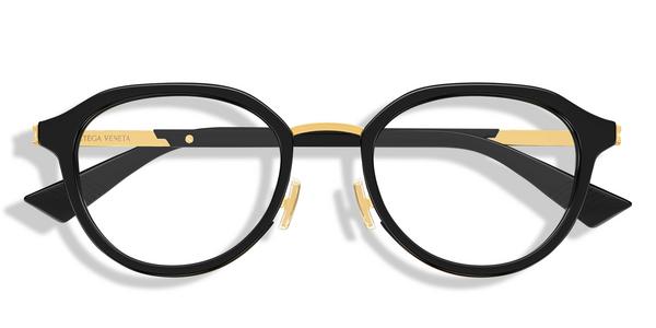Bottega Veneta BV1377OA - Black Gold, Acetate, Round frame