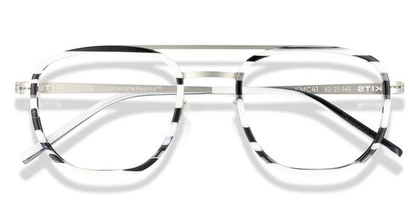 KITS Vix - Black & White Acetate / Silver Metal, Acetate, D Frame frame