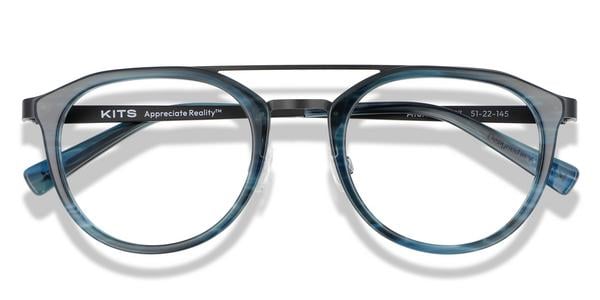 KITS Alex - Black/Blue & Green Texture, Mixed Materials, Round frame
