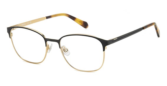 Fossil FOS 7175 - Matte Black Havana, Stainless Steel, Rectangle frame
