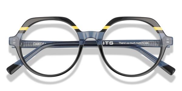 KITS Dakota - Black Yellow, Acetate, Round frame