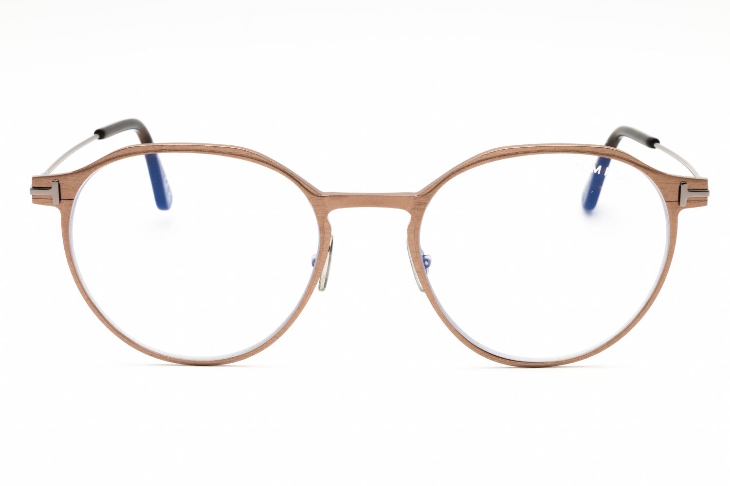 Tom Ford FT5866-B - Matte Light Bronze/clear, Metal, Round frame