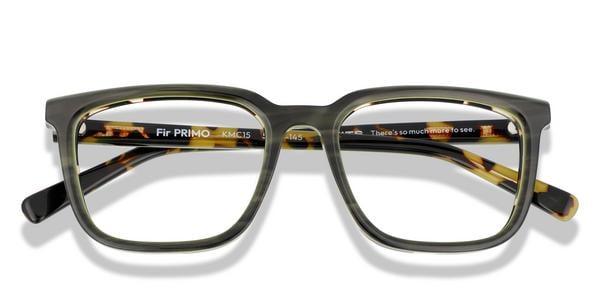 KITS Fir Primo - Grey-Olive Texture / White / Dark Havana, Acetate, Rectangle frame