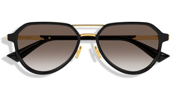 Bottega Veneta BV1373S - Black Gold, Acetate, Aviator frame