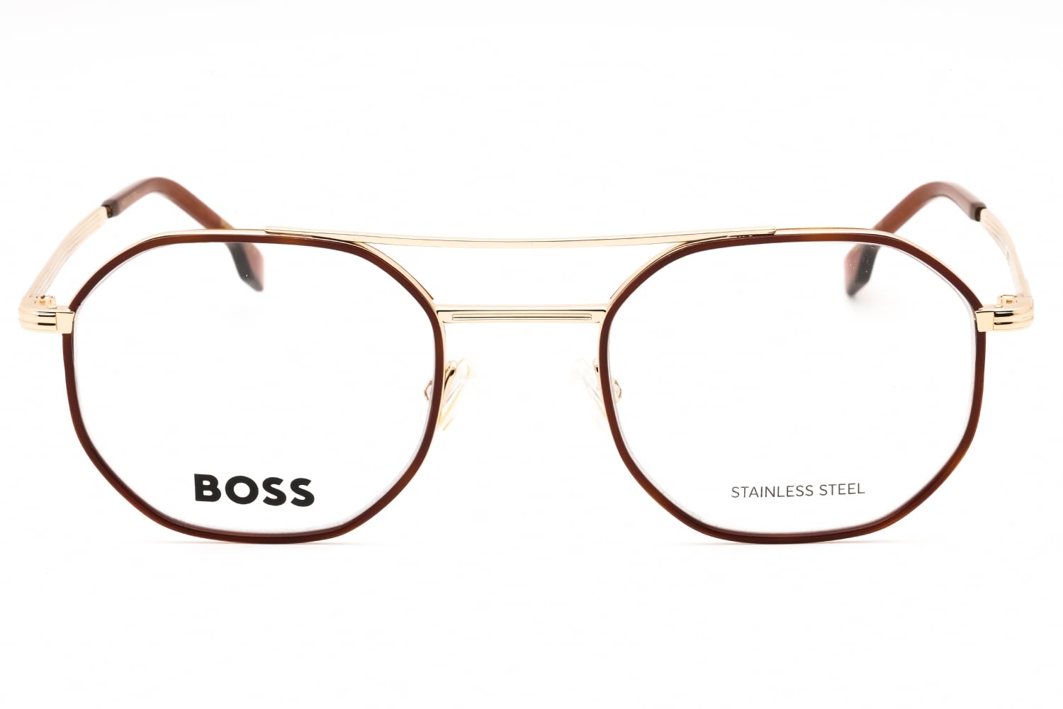 Hugo Boss BOSS 1632 - Gold Brown Havana, Metal, Round frame