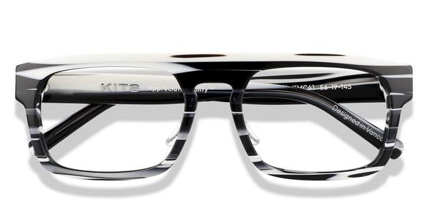 KITS Crest Ltd Lift-off™ - Black and White Stripes, Acetate, Flat-Top frame