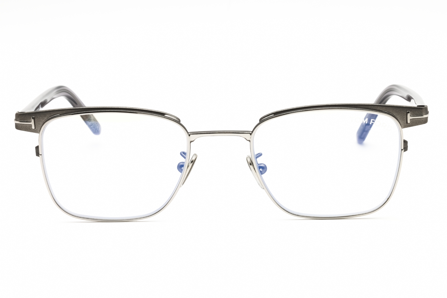 Tom Ford FT5854-D-B - Shiny Gunmetal/clear, Metal, Rectangle frame