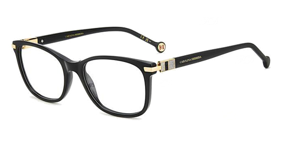 Carolina Herrera HER 0201 - Black Gold, Acetate, Rectangle frame