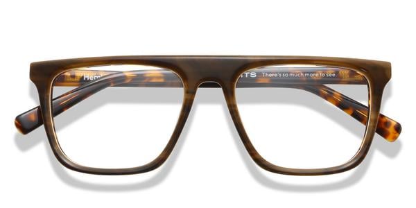KITS Hemlock Primo - Brown Texture / White / Amber Havana, Acetate, Flat-Top frame